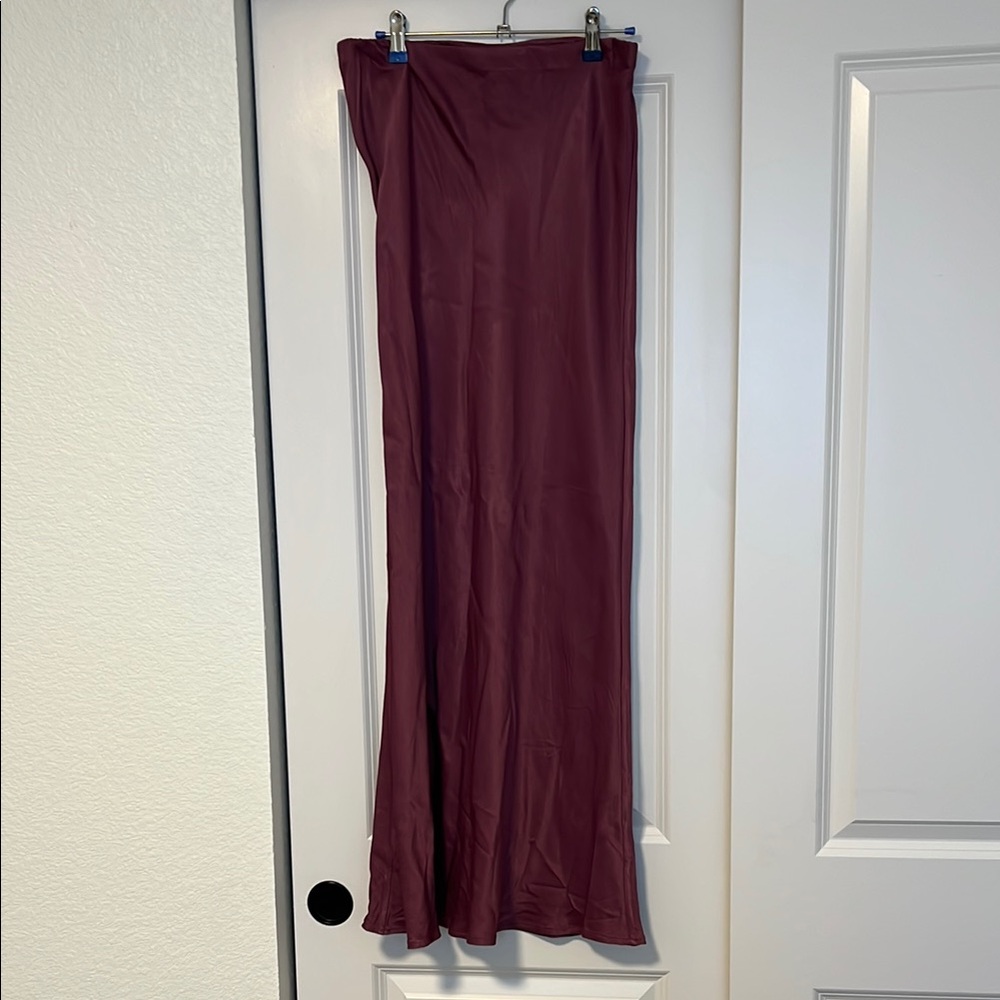Anthropologie Burgundy Maxi Skirt with Flowing Silhouette